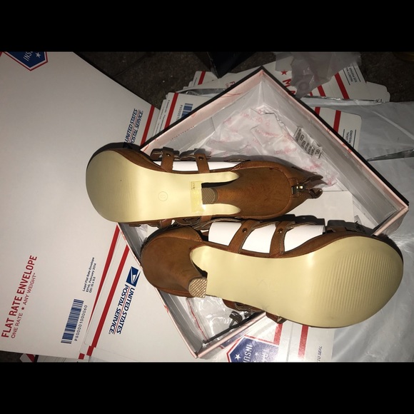 Top Moda Heeled Gladiator Sandals Tan Size 8 - Picture 6 of 8